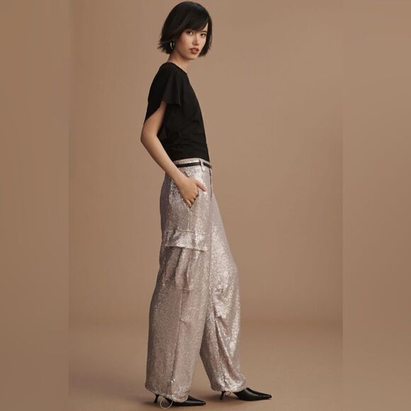 Anthropologie Sequin Cargo Pants NWT,All Products : American Fashion Style Bags On Sale